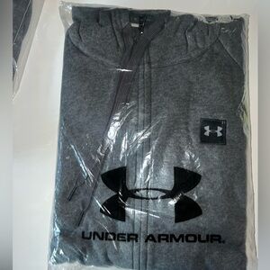 Under Armour: New grey in bag with tags, Zippered hooded sweatshirt.